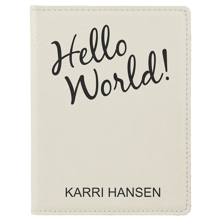 White 4 1/4" x 5 1/2" Laserable Leatherette Passport Holder