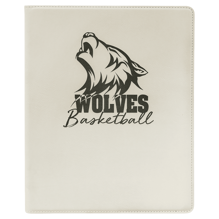 White/Black 9 1/2" x 12" Laserable Leatherette Portfolio with Notepad
