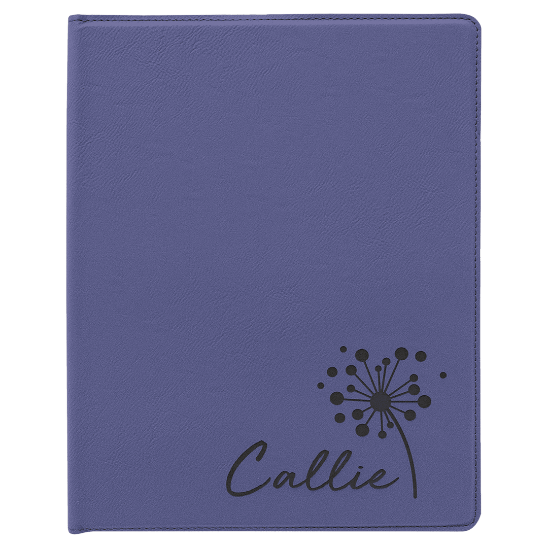 Purple 9 1/2" x 12" Laserable Leatherette Portfolio with Notepad