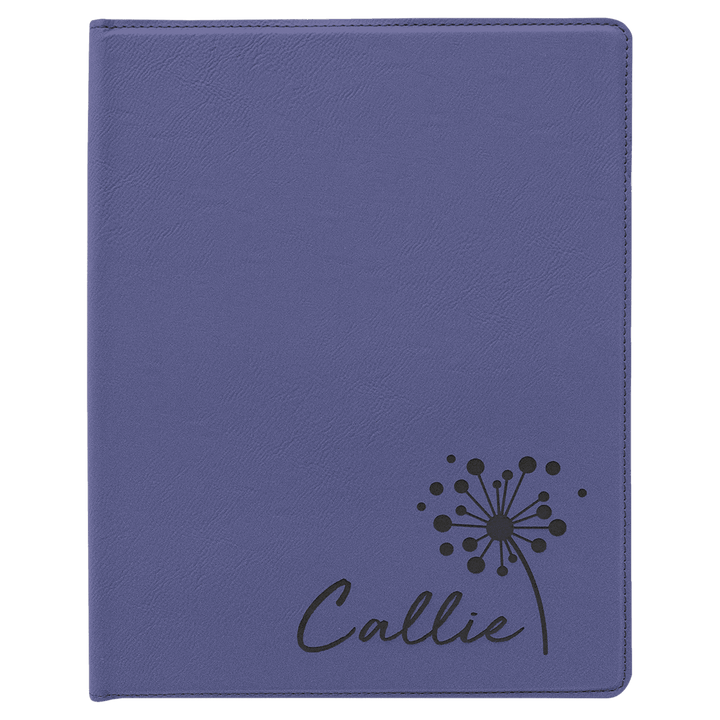 Purple 9 1/2" x 12" Laserable Leatherette Portfolio with Notepad