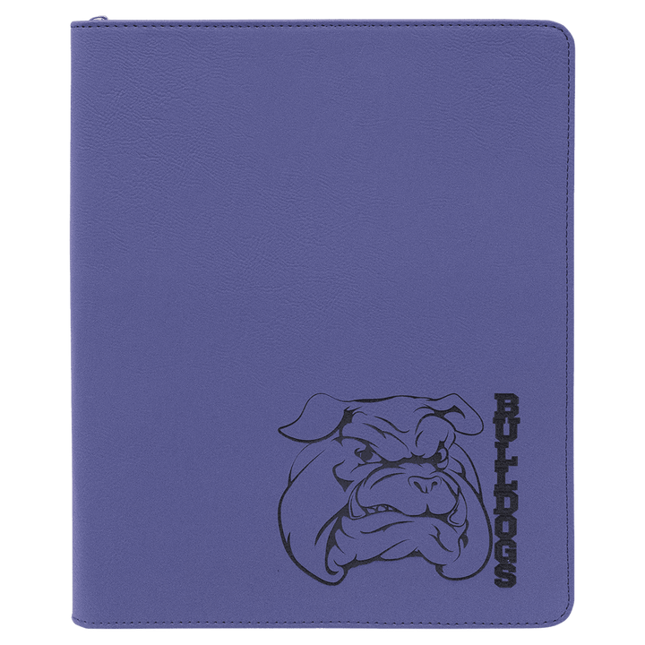 Purple 9 1/2" x 12" with Zipper Laserable Leatherette Portfolio with Notepad