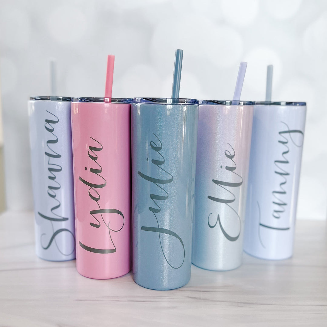 Personalized Skinny Tumbler with Straw - Barn Street Designs