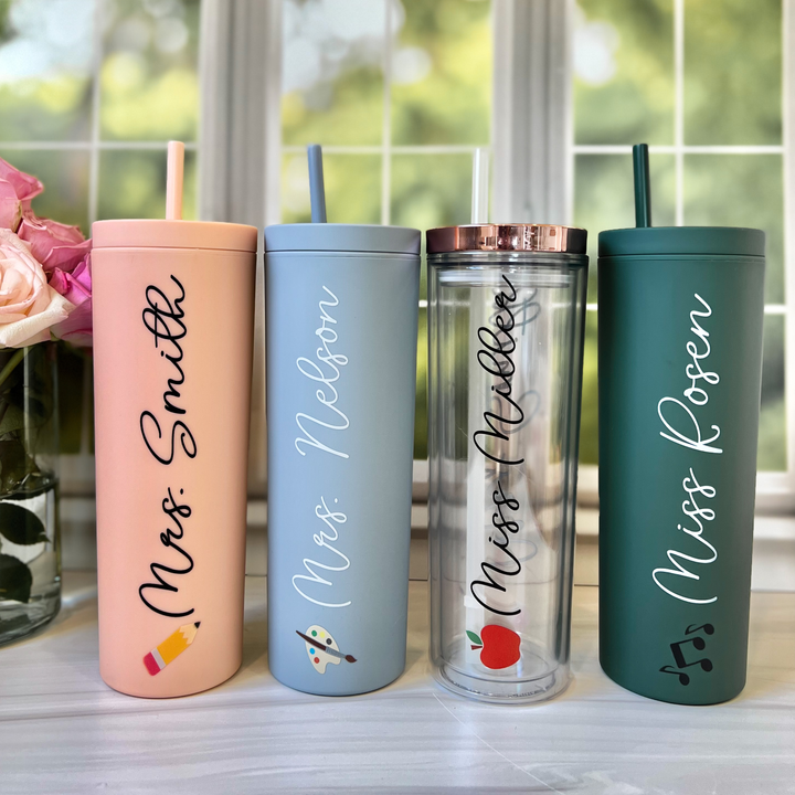 Personalized Teacher Printed Skinny Tumbler