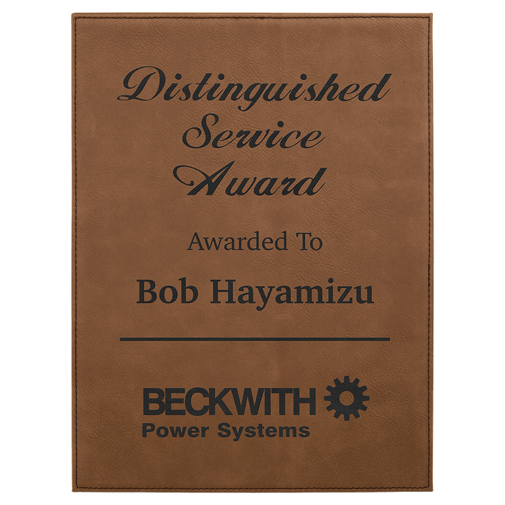 Engraved Leatherette Plaque in 7" x 9" / Dark Brown