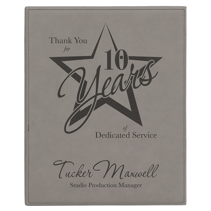 Engraved Leatherette Plaque in 10 1/2" x 13" / Gray