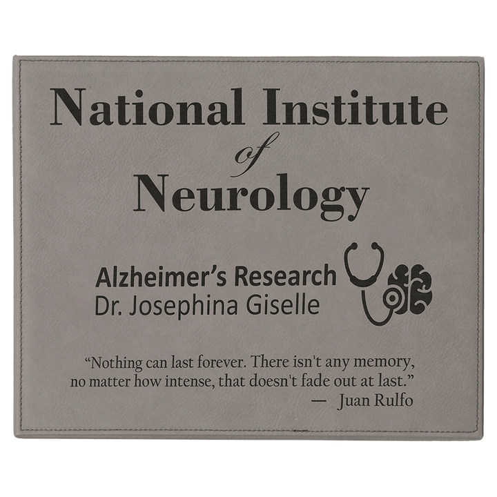Engraved Leatherette Plaque in 9" x 12" / Gray