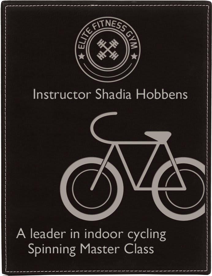 Engraved Leatherette Plaque in 10 1/2" x 13" / Black/Silver