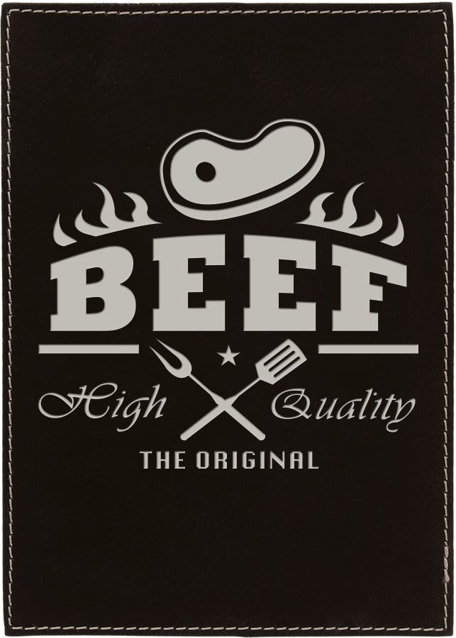 Engraved Leatherette Plaque in 7" x 9" / Black/Silver