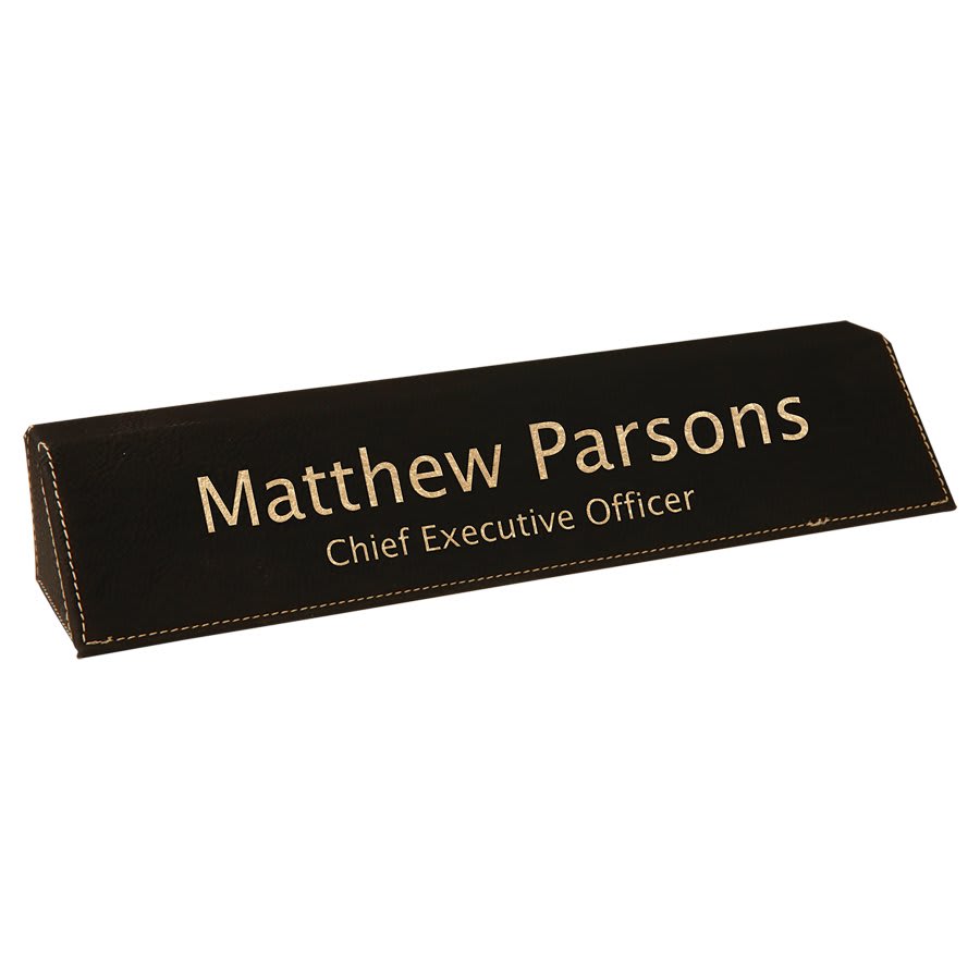 Engraved Desk Name Plate in 10 1/2" / Black/Gold