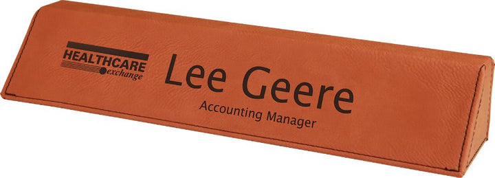 Engraved Desk Name Plate in 10 1/2" / Rawhide