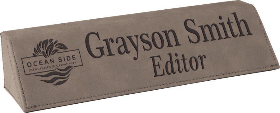 Engraved Desk Name Plate in 8 1/2" / Gray