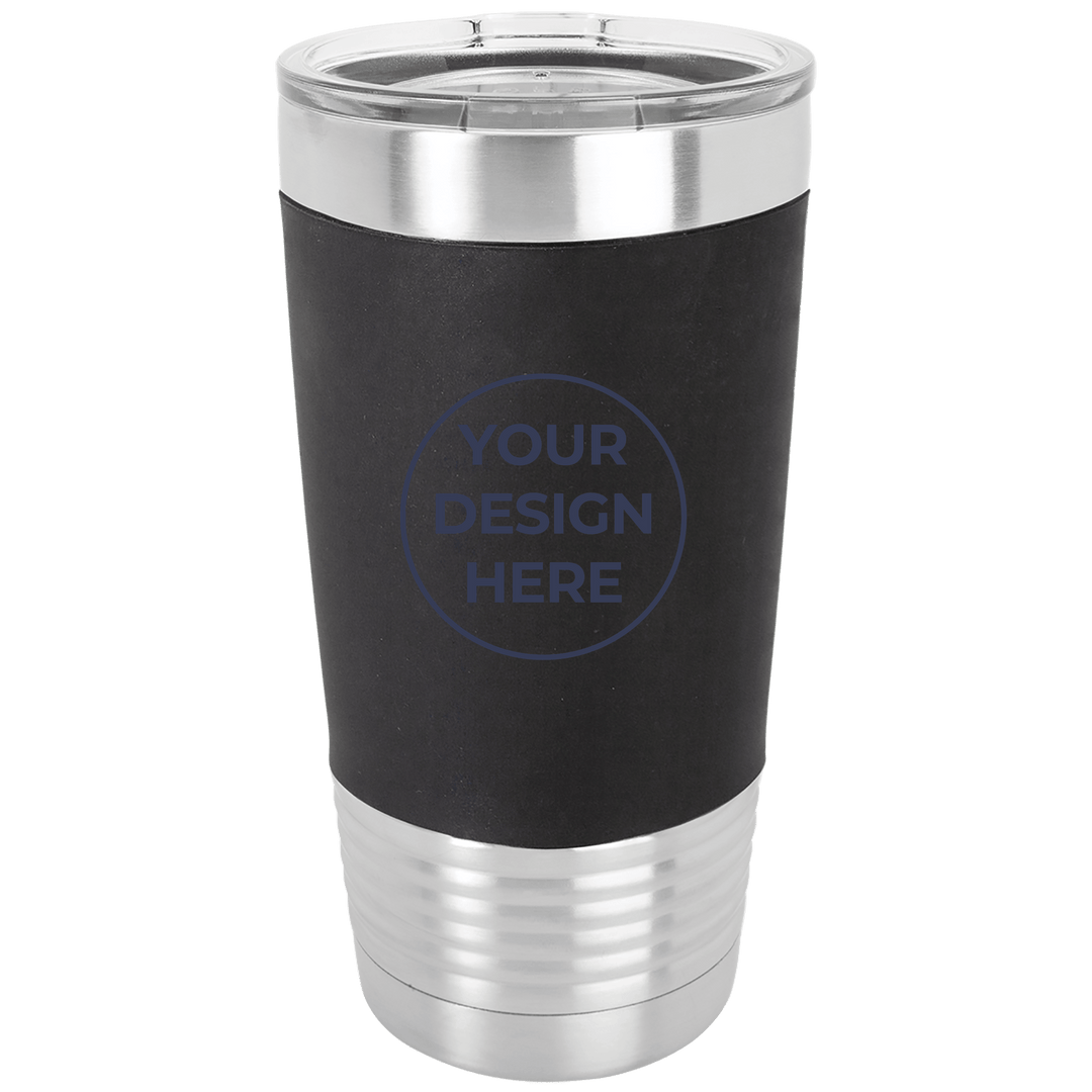 Blank 20oz tumbler with silicone grip in Black with your design here placeholder