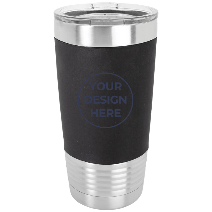 Blank 20oz tumbler with silicone grip in Black with your design here placeholder