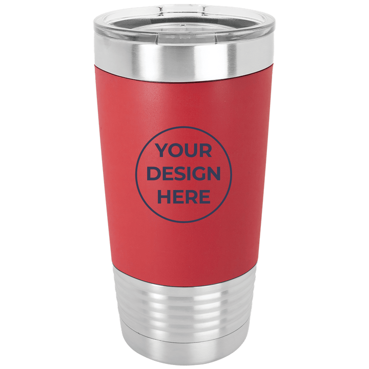 Blank 20oz tumbler with silicone grip in Red with your design here placeholder