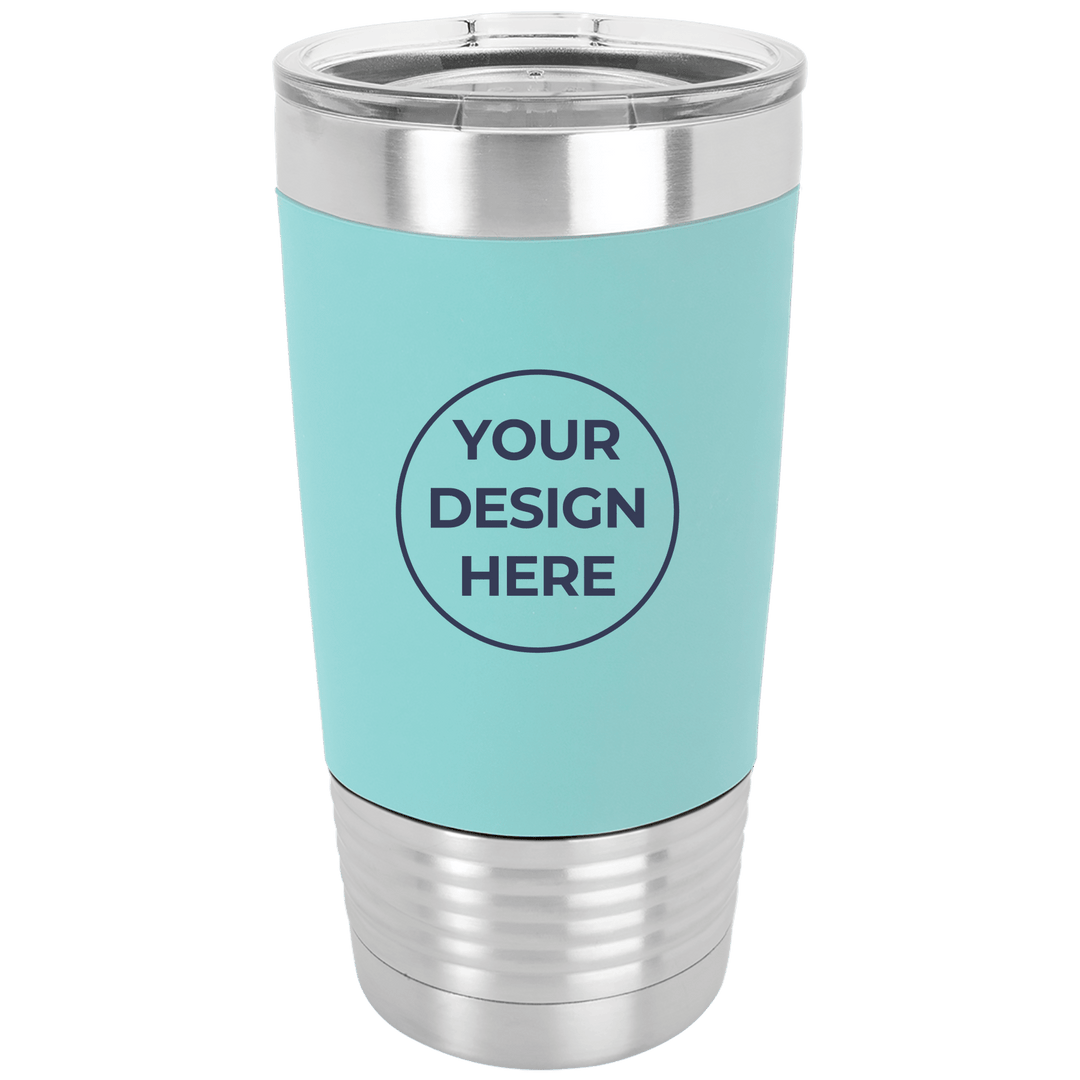 Blank 20oz tumbler with silicone grip in Teal with your design here placeholder