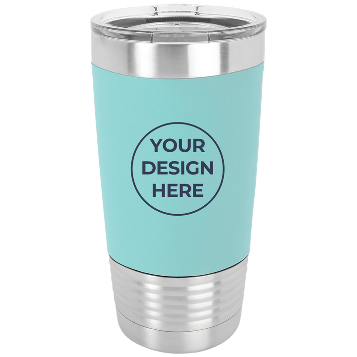Blank 20oz tumbler with silicone grip in Teal with your design here placeholder