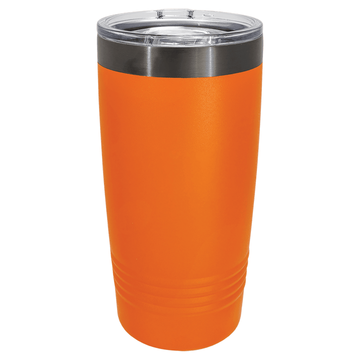 Orange 20 oz ghost tumbler with dark rim
