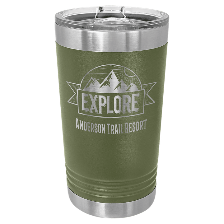Polar Camel 16 oz pint tumbler in Olive Green
