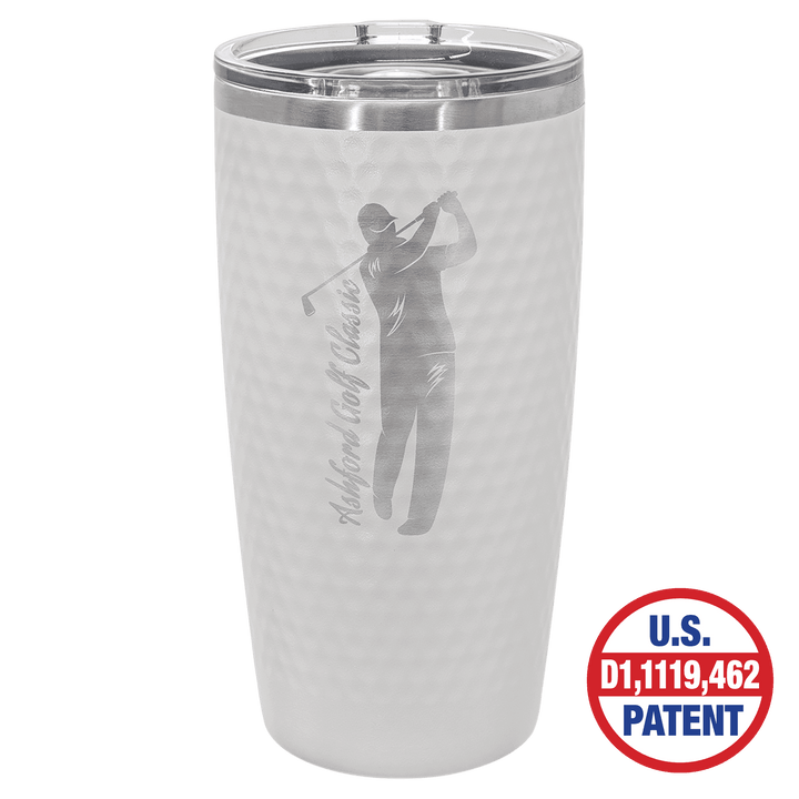 Polar Camel 20 oz golf ball dimple tumbler in White