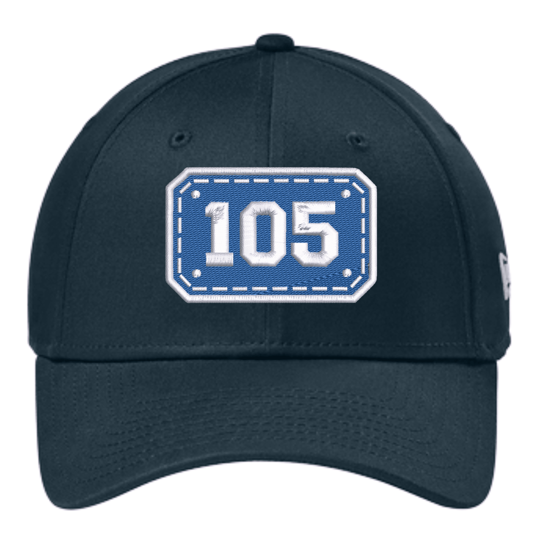 Deep navy New Era NE1000 stretch fit cap with the embroidered Passport helmet shield design on the front
