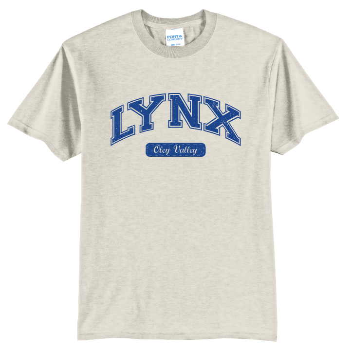 Oley Valley Lynx Vintage Varsity T-Shirt | Retro Collegiate Spirit Tee