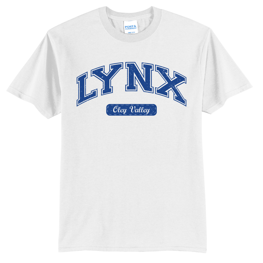 Oley Valley Lynx Vintage Varsity T-Shirt | Retro Collegiate Spirit Tee