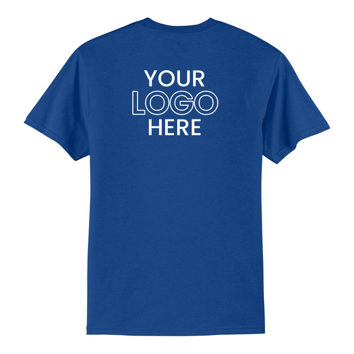 True Royal Port &amp; Company PC55 tee with a sample full-back company logo