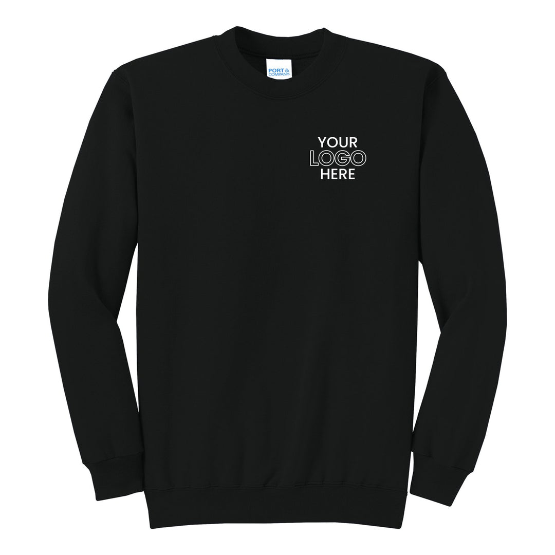 Jet Black Port &amp; Company PC78 crewneck with a sample logo on the left chest