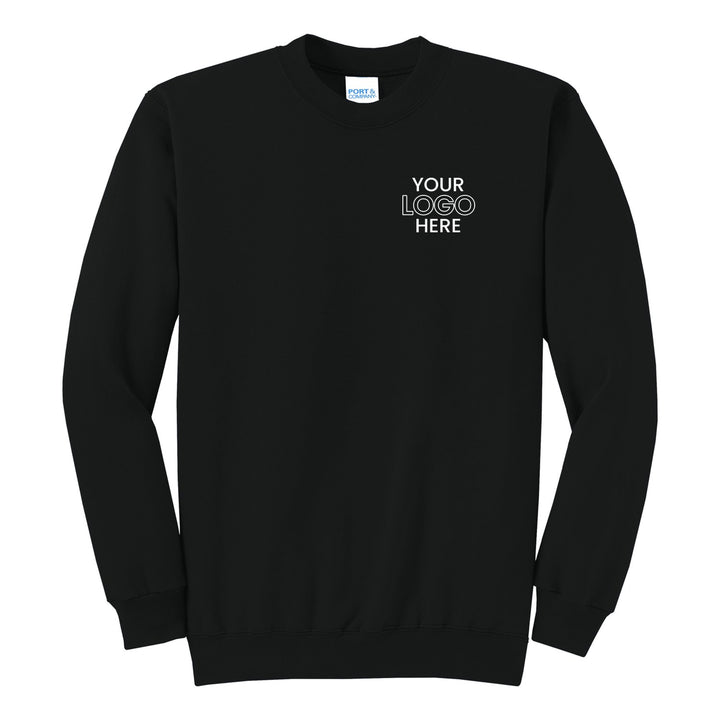 Jet Black Port &amp; Company PC78 crewneck with a sample logo on the left chest