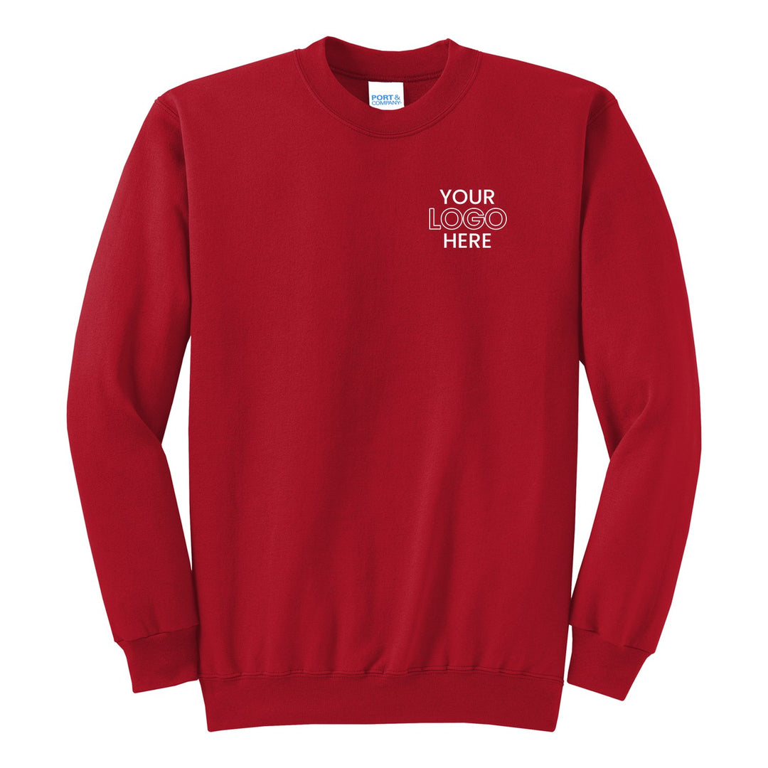 Red Port &amp; Company PC78 crewneck with a sample logo on the left chest