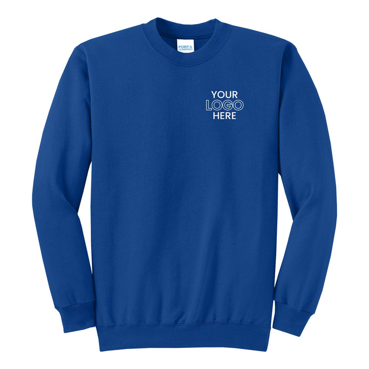 True Royal Port &amp; Company PC78 crewneck with a sample logo on the left chest