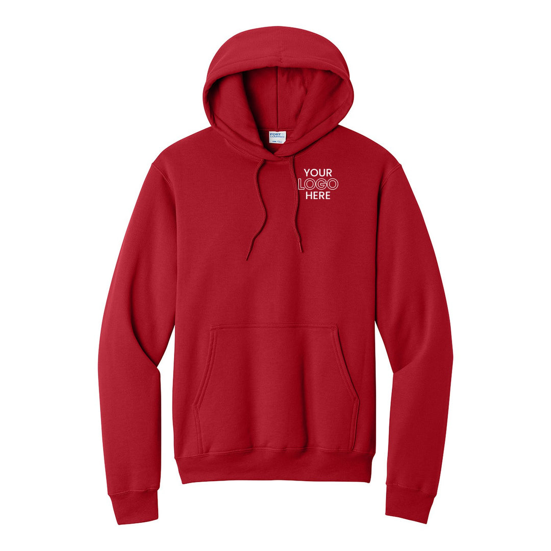 Red Port &amp; Company PC78H hoodie with a sample logo on the left chest