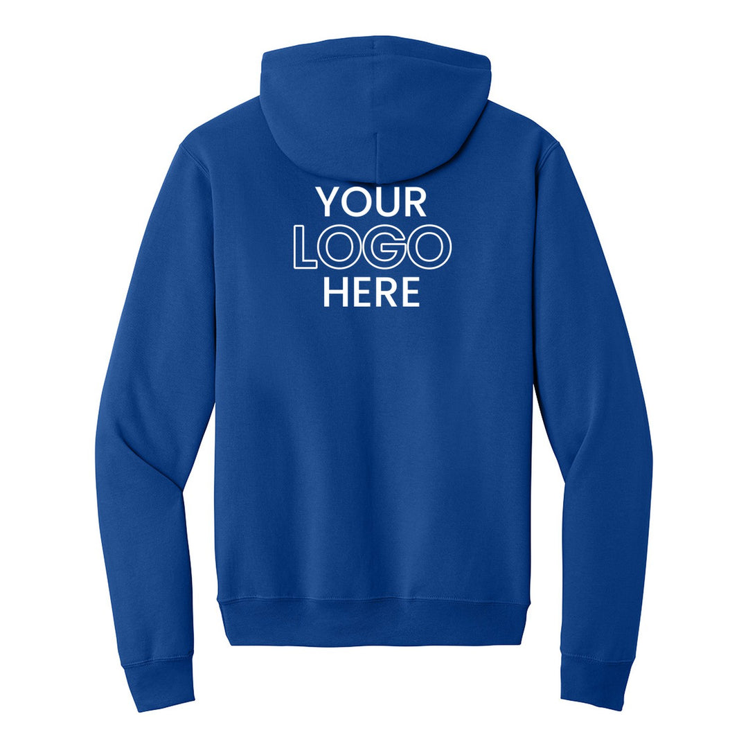 True Royal Port &amp; Company PC78H hoodie with a sample full-back company logo