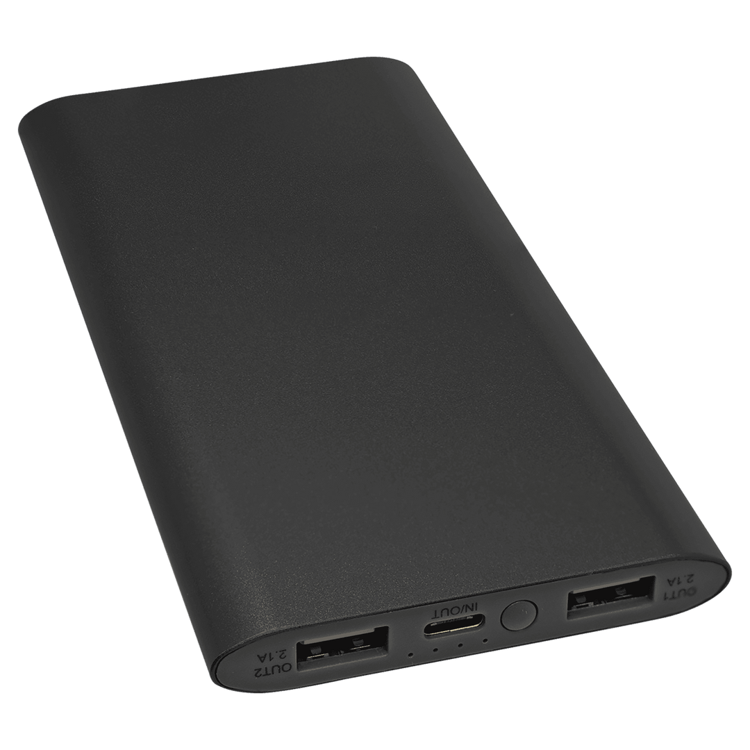 Black aluminum power bank, blank