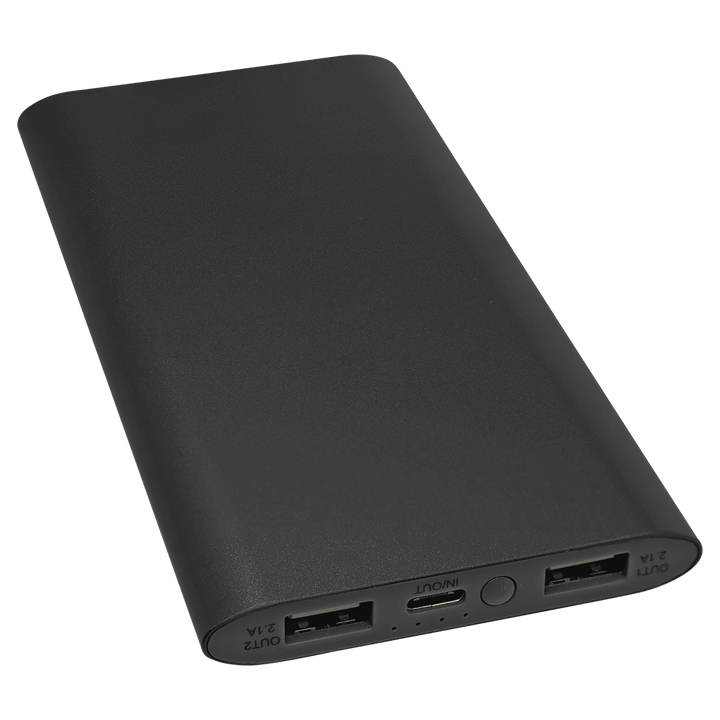 Black aluminum power bank, blank