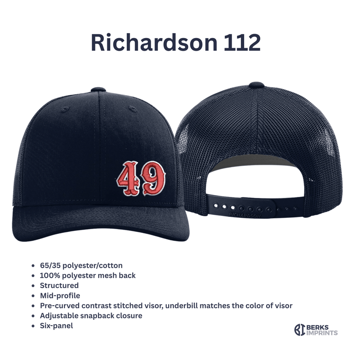 Custom Fire Department Number Embroidered Hat