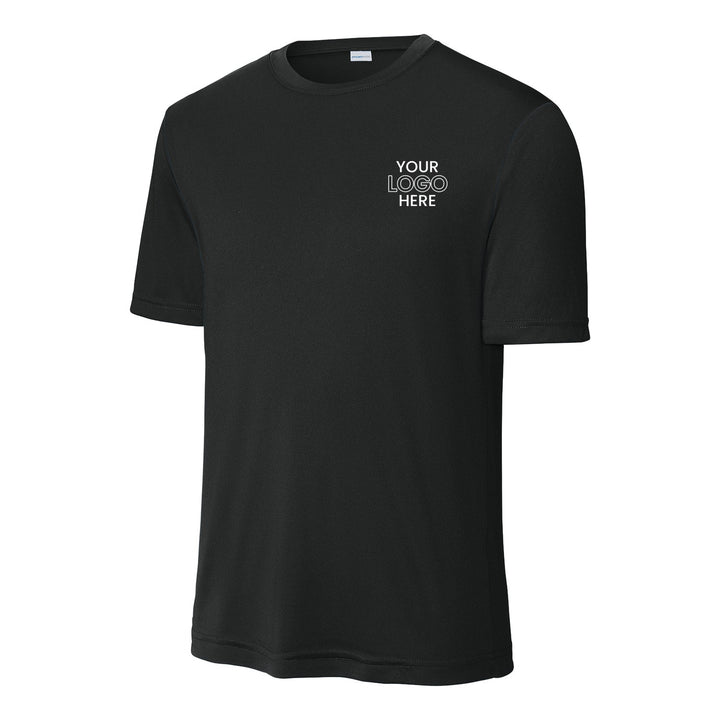 Black Sport-Tek ST350 performance tee with a sample logo on the left chest