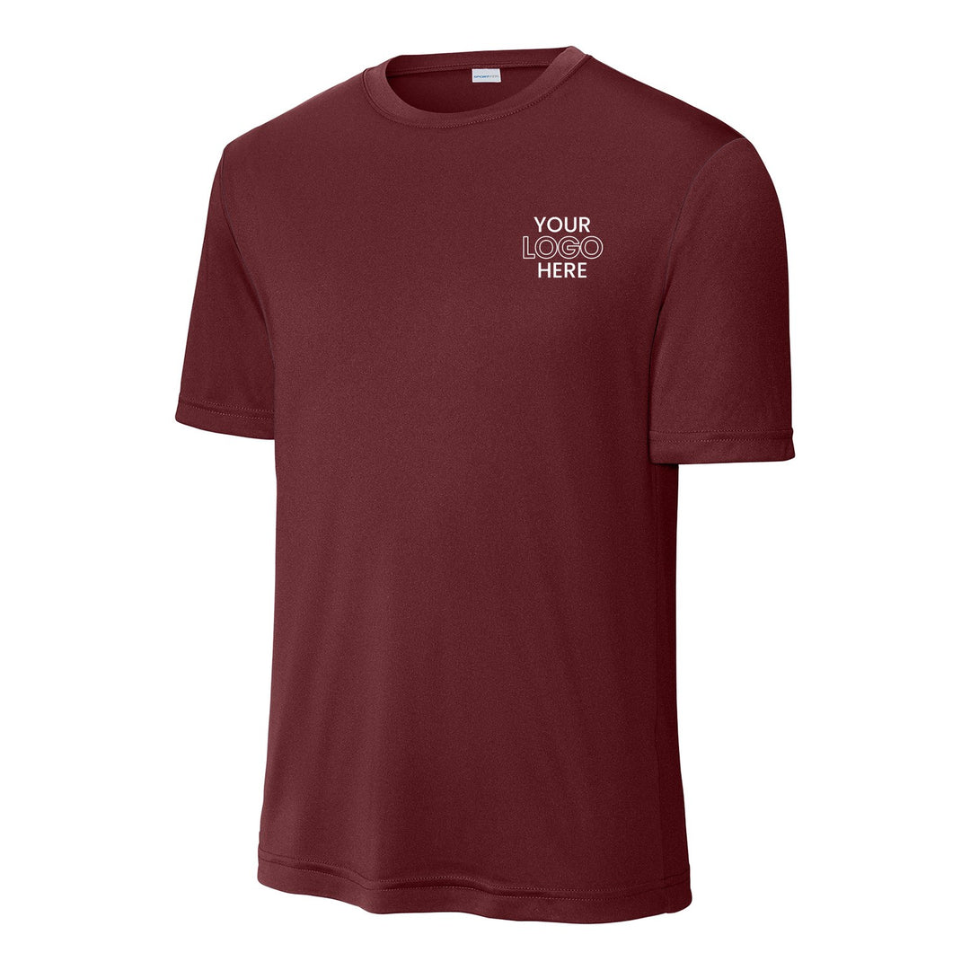 Cardinal Sport-Tek ST350 performance tee with a sample logo on the left chest