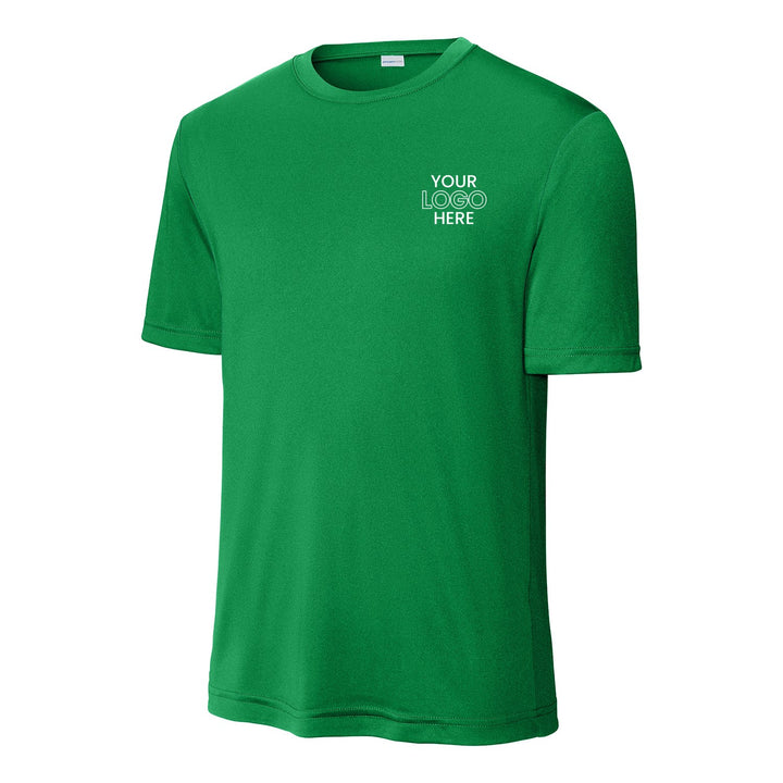 True Kelly Green Sport-Tek ST350 performance tee with a sample logo on the left chest