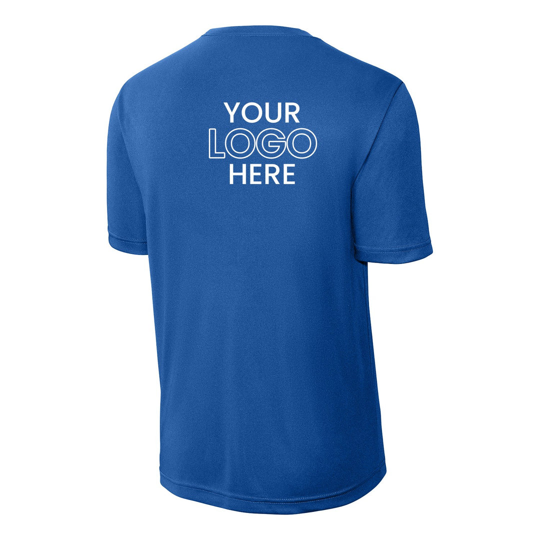 True Royal Sport-Tek ST350 performance tee with a sample full-back company logo