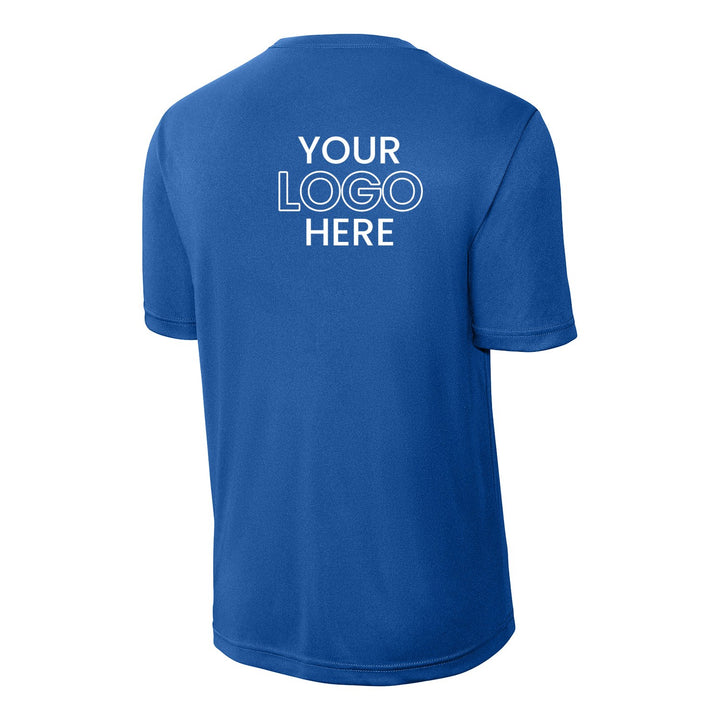 True Royal Sport-Tek ST350 performance tee with a sample full-back company logo