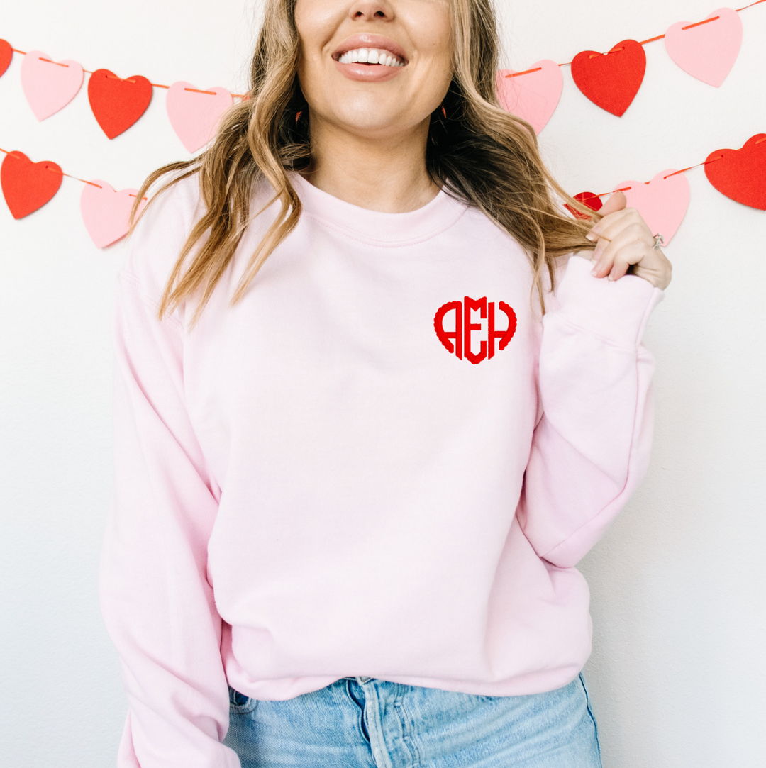 Embroidered Heart Monogram Sweatshirt