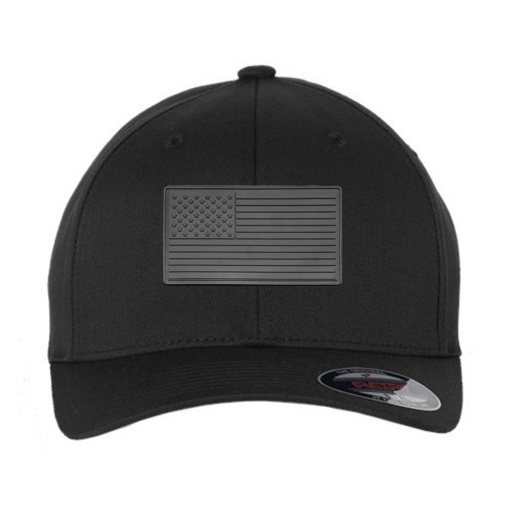 Blacked Out American Flag PVC Patch Hat – Flexfit Fitted Cap