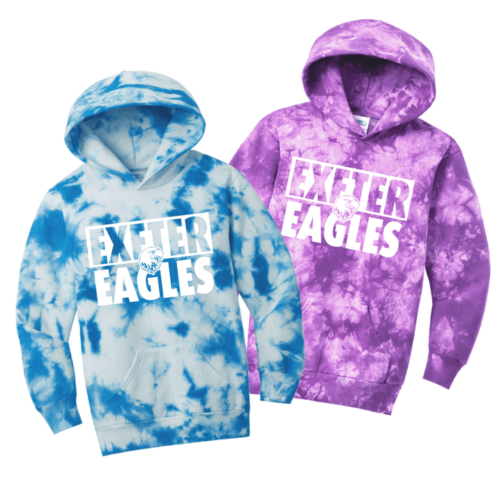 Exeter Eagles Youth Crystal Tie-Dye Hoodie | Custom Spirit Sweatshirt