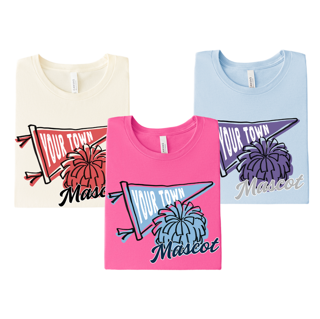 Exeter Eagles Cheer T-Shirt | Custom Pennant &amp; Pom Spirit Tee