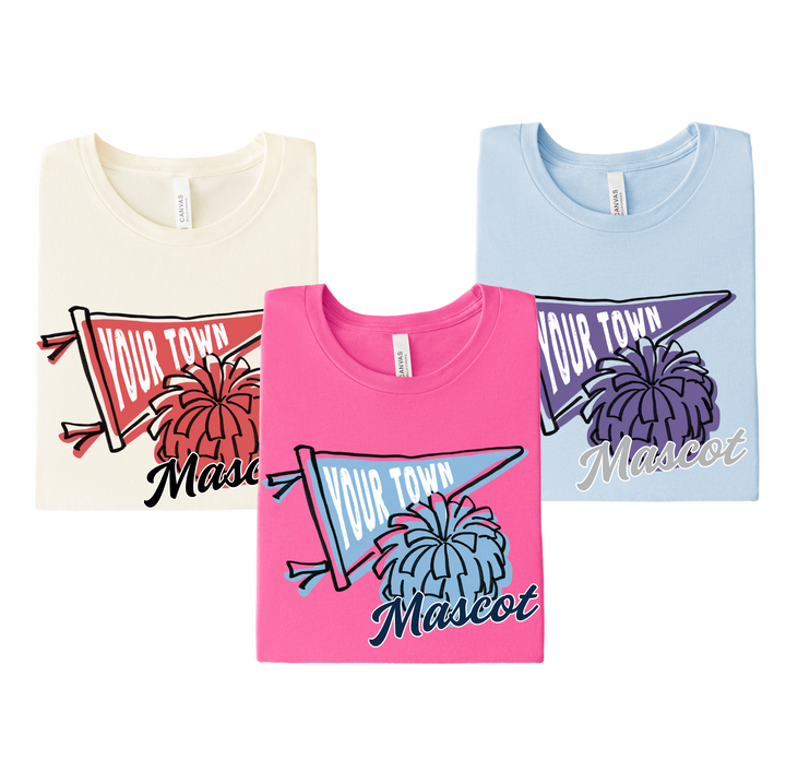 Exeter Eagles Cheer T-Shirt | Custom Pennant &amp; Pom Spirit Tee