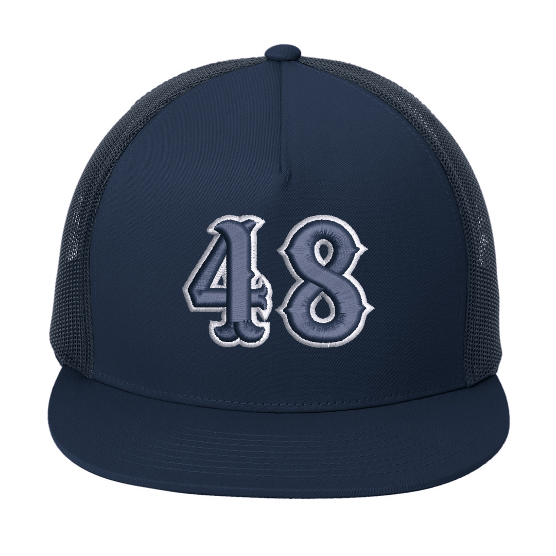 Navy Sport-Tek YP Classics STC38 trucker cap shown undecorated with no embroidery