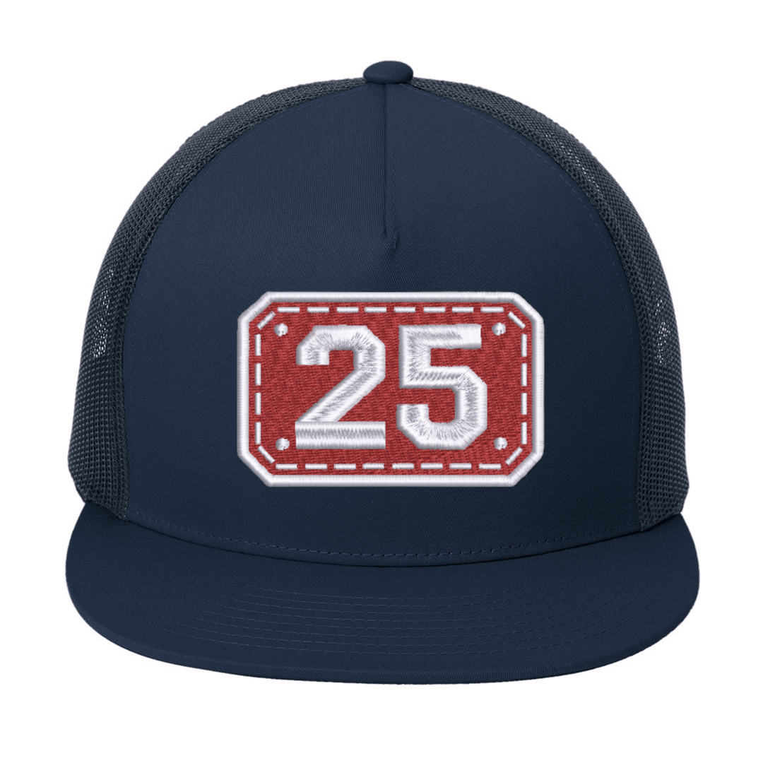 Navy Sport-Tek YP Classics STC38 trucker cap with the embroidered Passport helmet shield design on the front