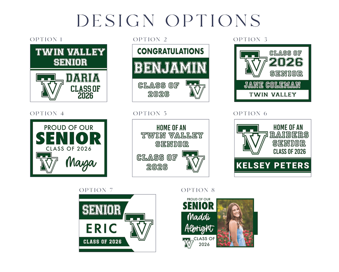 Class of 2026 Twin Valley Senior Yard Signs