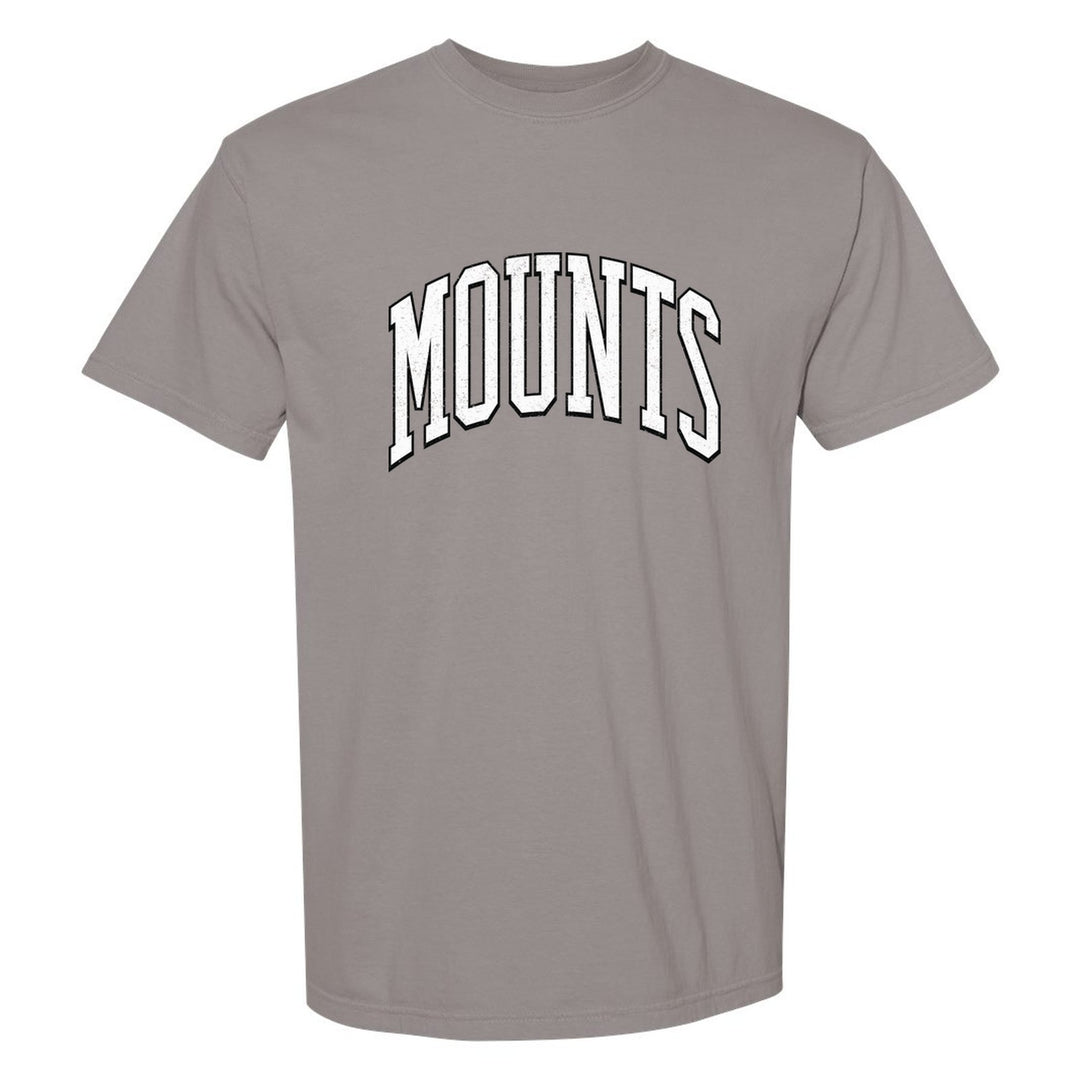 Antietam Mountaineers Varsity Arch comfort colors t-shirt in Grey: arched, distressed varsity MOUNTS lettering